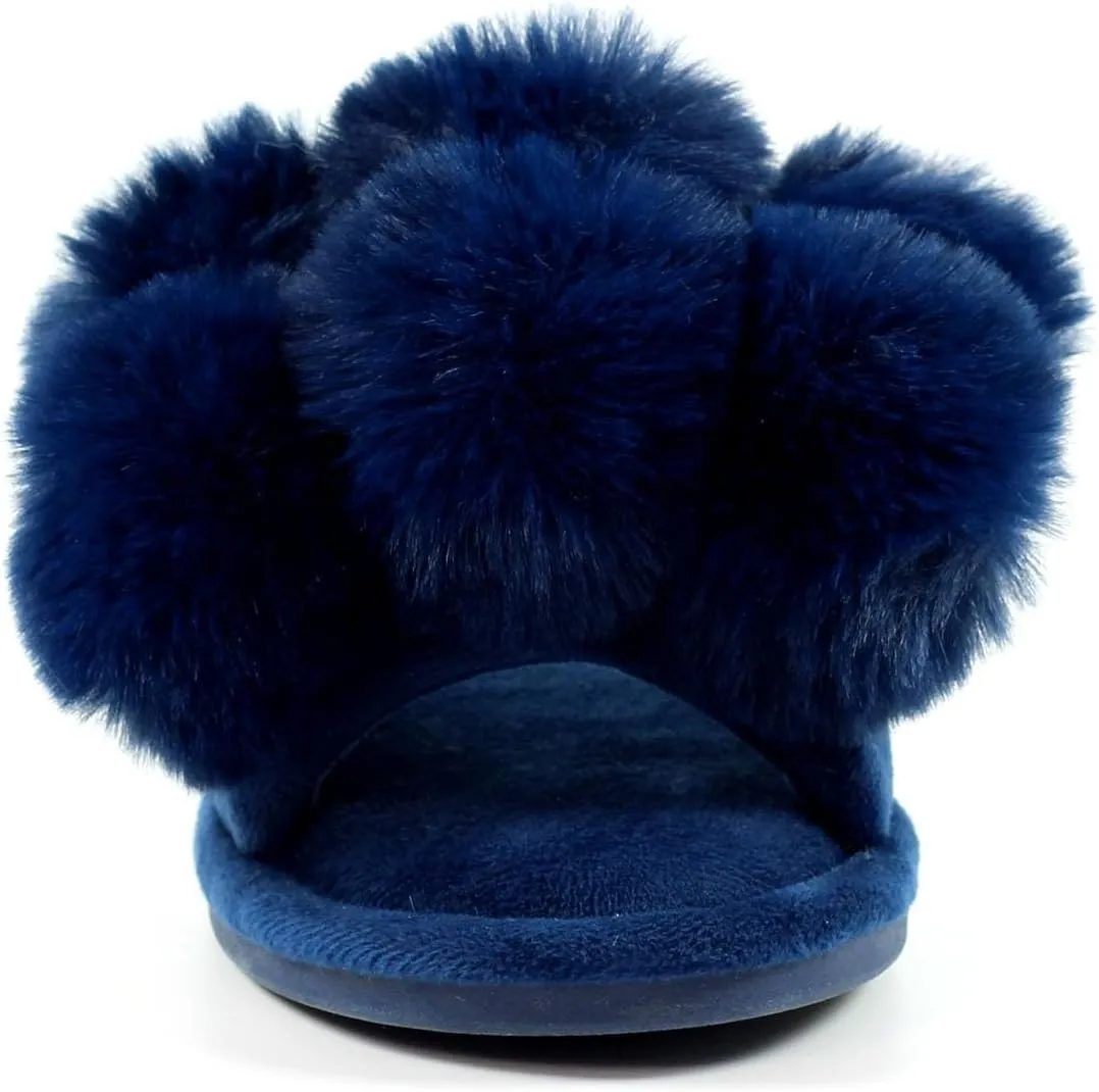 Ladies Octavia II Navy Pom Pom Slipper