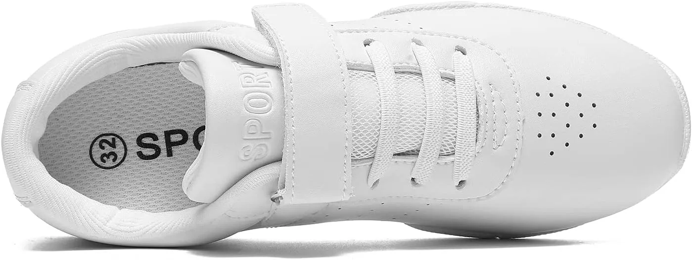 LANDHIKER Girls Cheer Shoes White Cheerleading Shoes Dance Athletic Training Tennis Breathable Youth Dancing Lightweight Competition Comfortable Cheer Sneakers