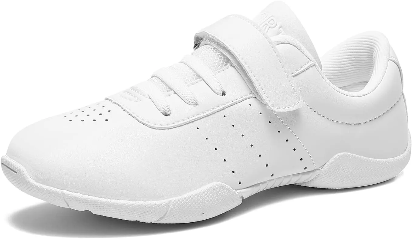 LANDHIKER Girls Cheer Shoes White Cheerleading Shoes Dance Athletic Training Tennis Breathable Youth Dancing Lightweight Competition Comfortable Cheer Sneakers