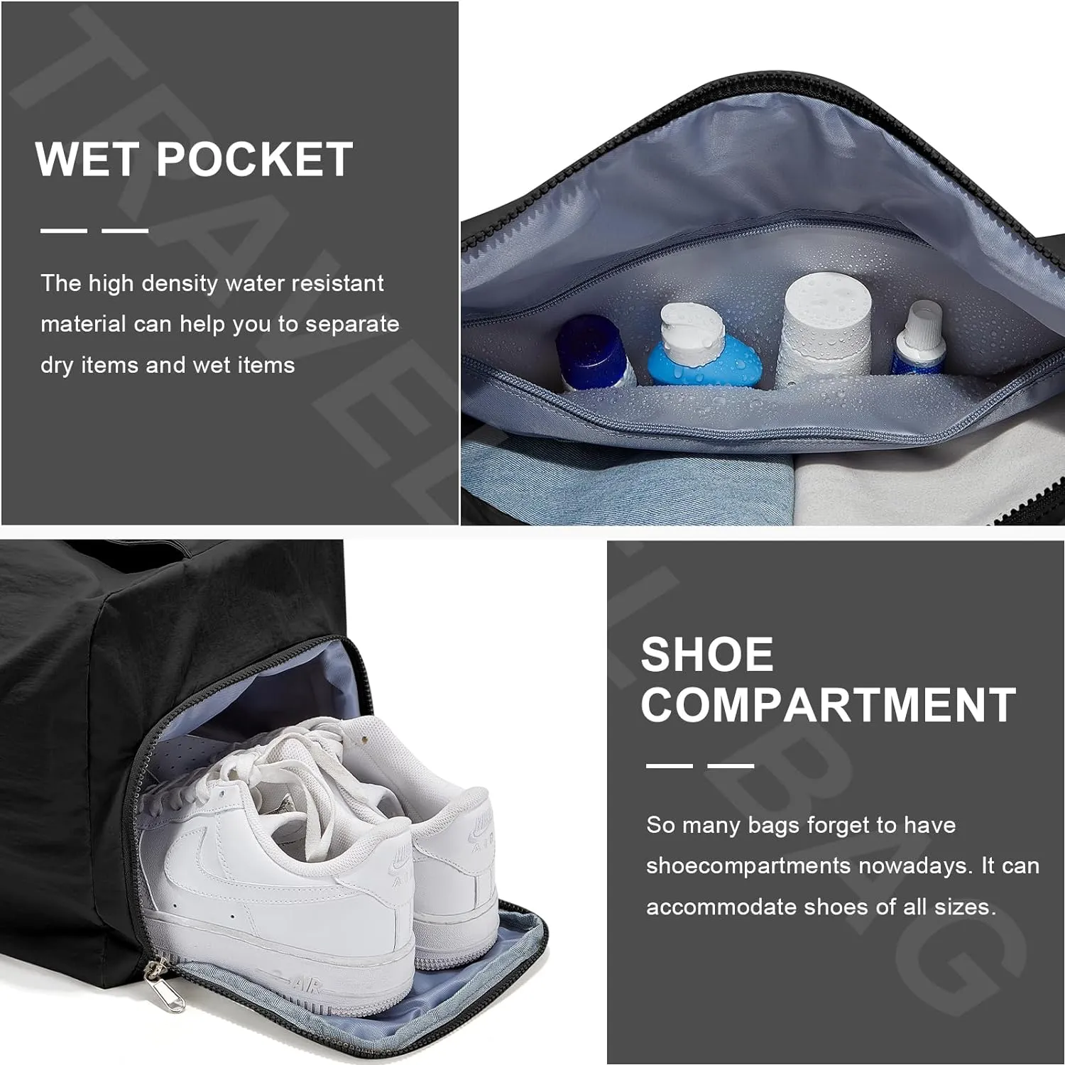 Large Gym Bag for Women Lightweight Carry on Gym Tote Bag, Workout Sport Duffle Bag with Shoe Compartment,Crossbody Shoulder Travel Bag for Swim, Yoge, Dance