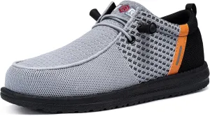 LARNMERN Slip On Steel Toe Shoes Men Lightweight Comfortable Lounging Walking Sneakers Steel Toe Loafers