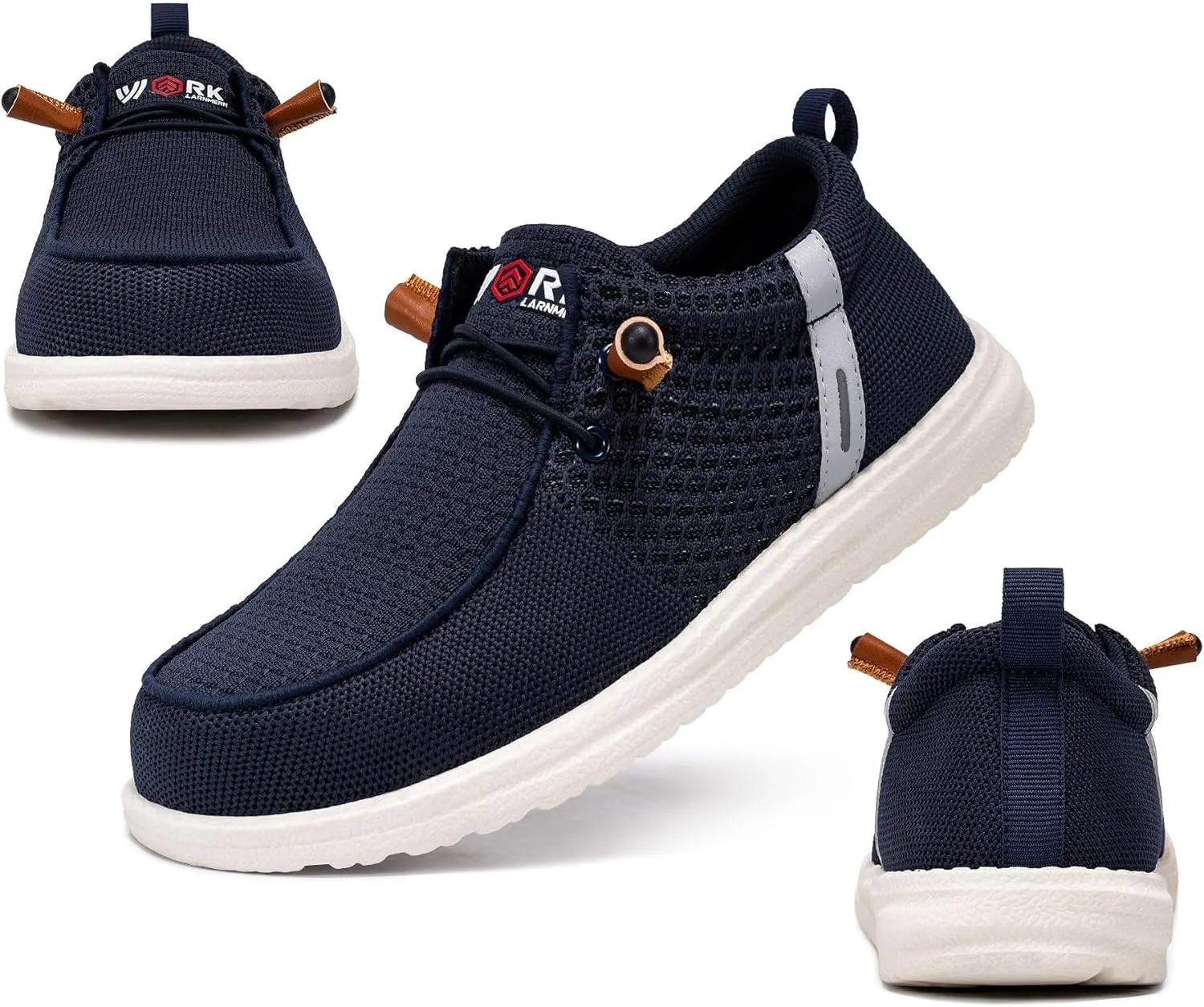 LARNMERN Slip On Steel Toe Shoes Men Lightweight Comfortable Lounging Walking Sneakers Steel Toe Loafers