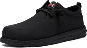 LARNMERN Slip On Steel Toe Shoes Men Lightweight Comfortable Lounging Walking Sneakers Steel Toe Loafers