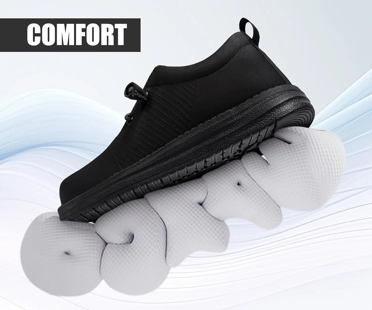 LARNMERN Slip On Steel Toe Shoes Men Lightweight Comfortable Lounging Walking Sneakers Steel Toe Loafers