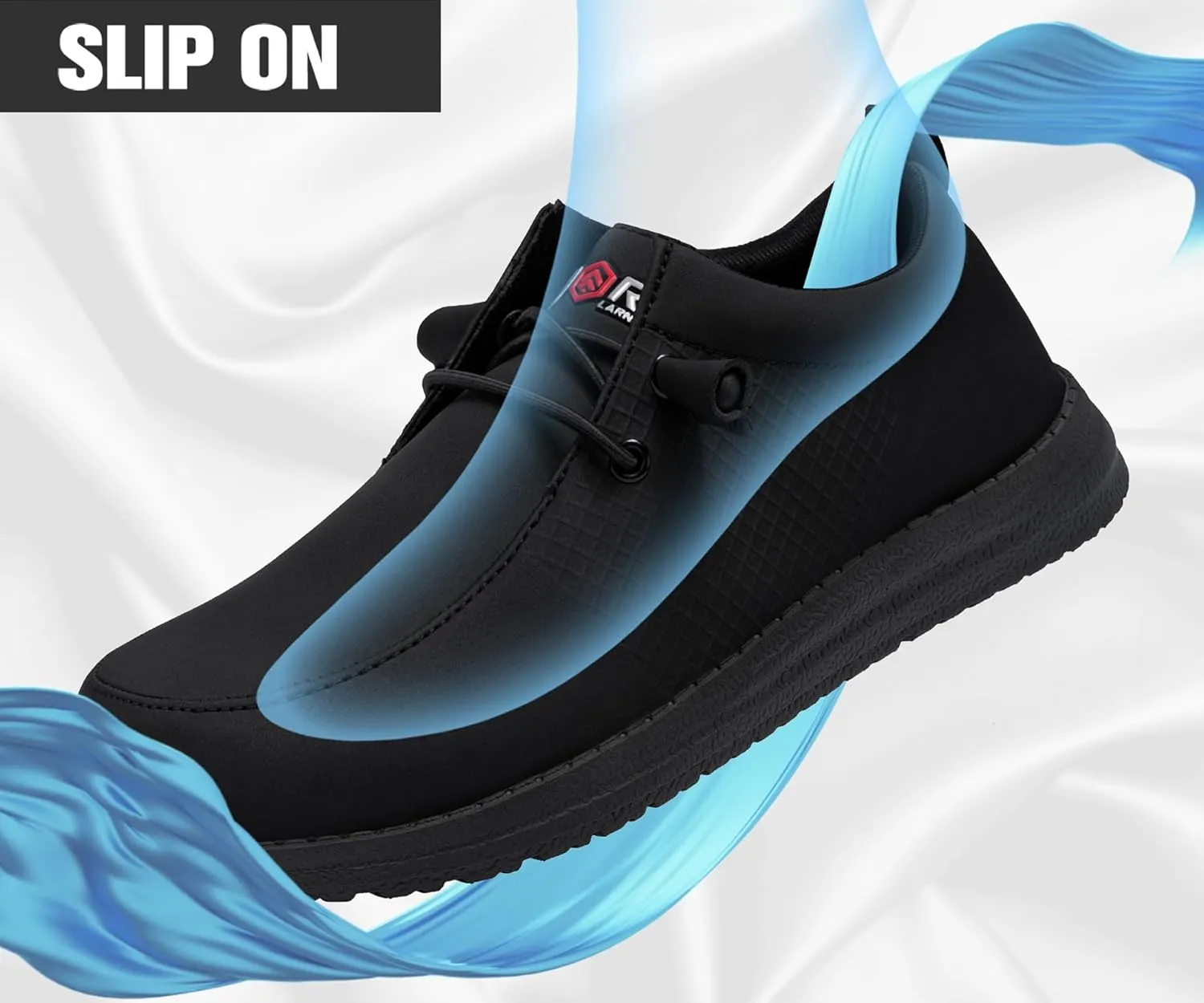 LARNMERN Slip On Steel Toe Shoes Men Lightweight Comfortable Lounging Walking Sneakers Steel Toe Loafers