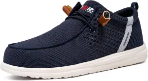 LARNMERN Slip On Steel Toe Shoes Men Lightweight Comfortable Lounging Walking Sneakers Steel Toe Loafers