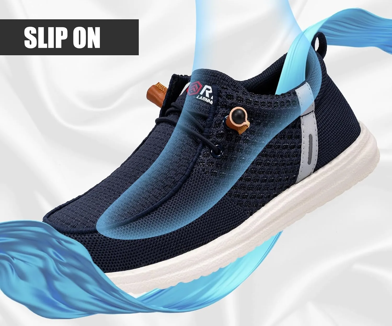 LARNMERN Slip On Steel Toe Shoes Men Lightweight Comfortable Lounging Walking Sneakers Steel Toe Loafers