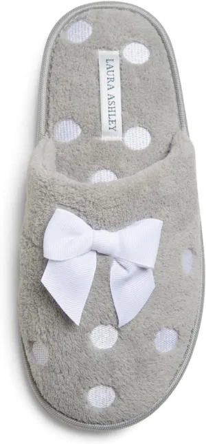 Laura Ashley Ladies Embroidered Soft Terry Scuff Slipper