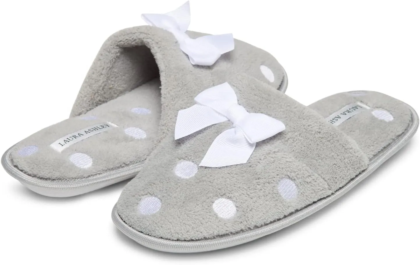 Laura Ashley Ladies Embroidered Soft Terry Scuff Slipper