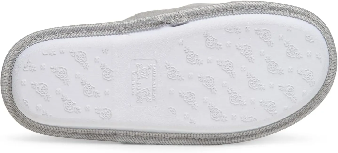 Laura Ashley Ladies Embroidered Soft Terry Scuff Slipper