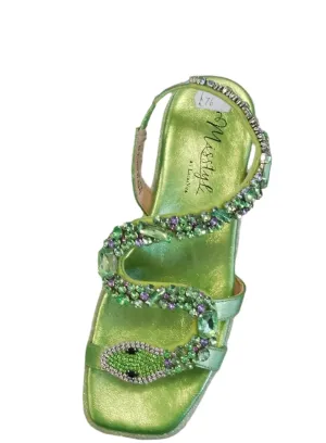 Laura Vita "Maxine" Sparky Leather Sandal in  Green