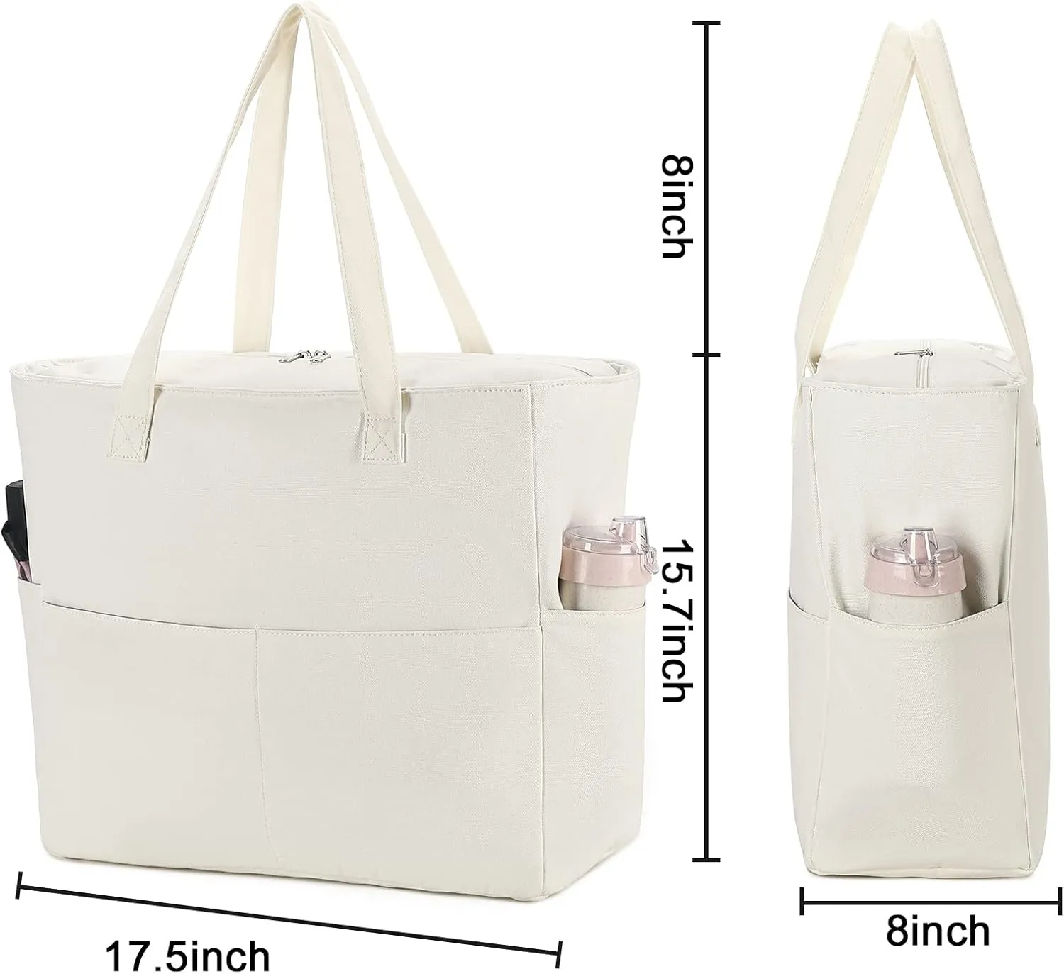 LEDAOU Large Beach Tote Bag Women Waterproof Sandproof Zipper Beach Tote Bag for Pool Gym Grocery Travel with Wet Pocket