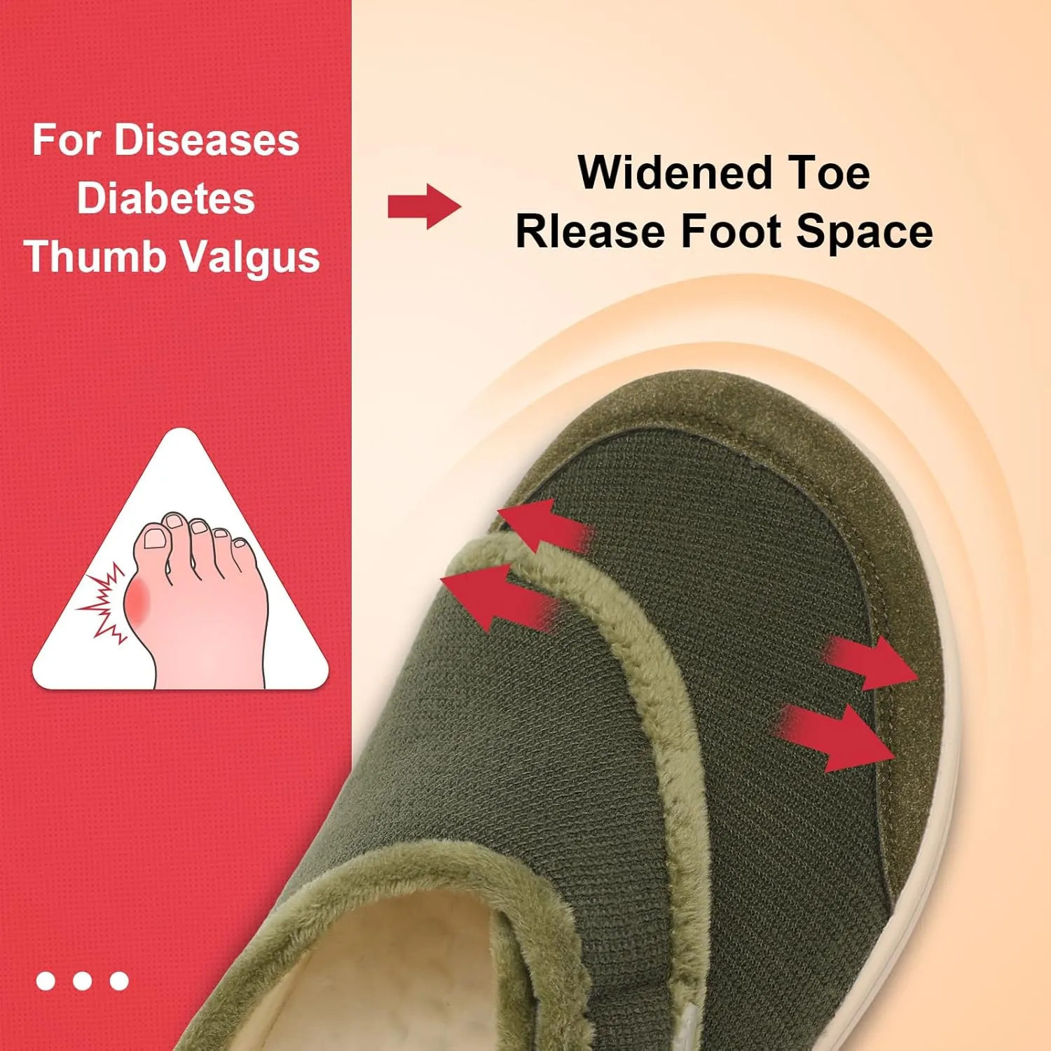 LeIsfIt Mens Slippers Wide House Shoes Adjustable Diabetic Shoes Arthritis Swollen House Slippers Indoor Outdoor