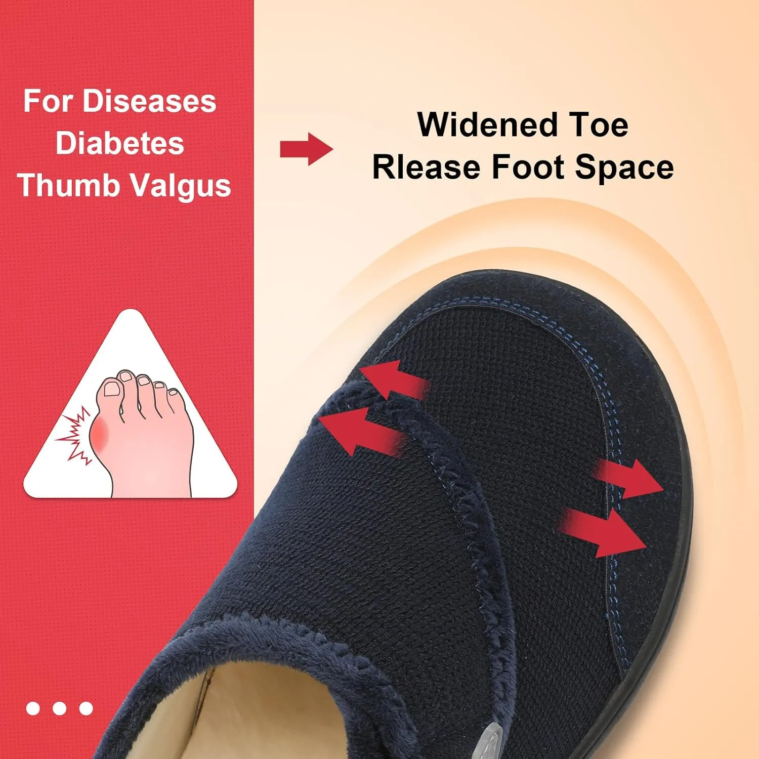 LeIsfIt Mens Slippers Wide House Shoes Adjustable Diabetic Shoes Arthritis Swollen House Slippers Indoor Outdoor