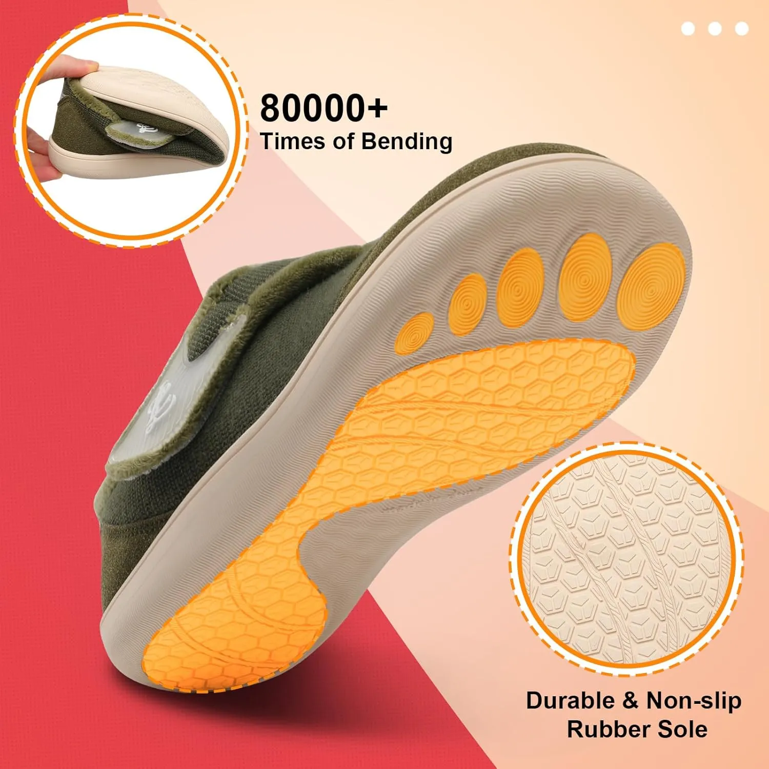 LeIsfIt Mens Slippers Wide House Shoes Adjustable Diabetic Shoes Arthritis Swollen House Slippers Indoor Outdoor