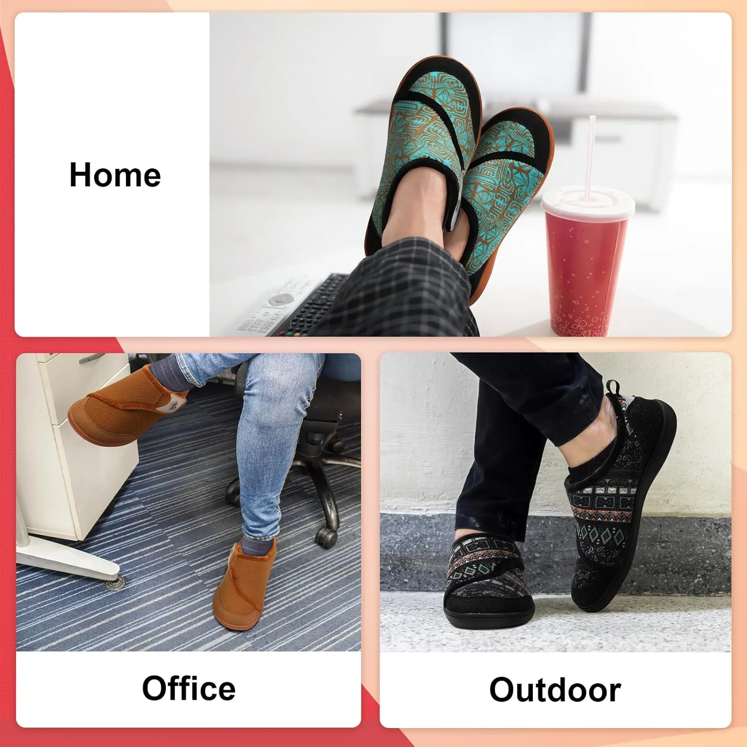 LeIsfIt Mens Slippers Wide House Shoes Adjustable Diabetic Shoes Arthritis Swollen House Slippers Indoor Outdoor