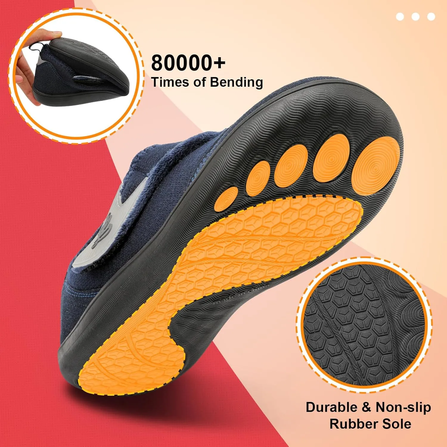 LeIsfIt Mens Slippers Wide House Shoes Adjustable Diabetic Shoes Arthritis Swollen House Slippers Indoor Outdoor