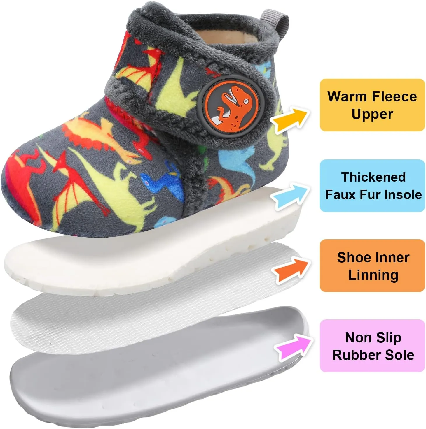 LeIsfIt Toddler Slippers Boys Girls House Slippers Kids Winter Boots Warm Lightweight House Shoes with Non-Slip Sole