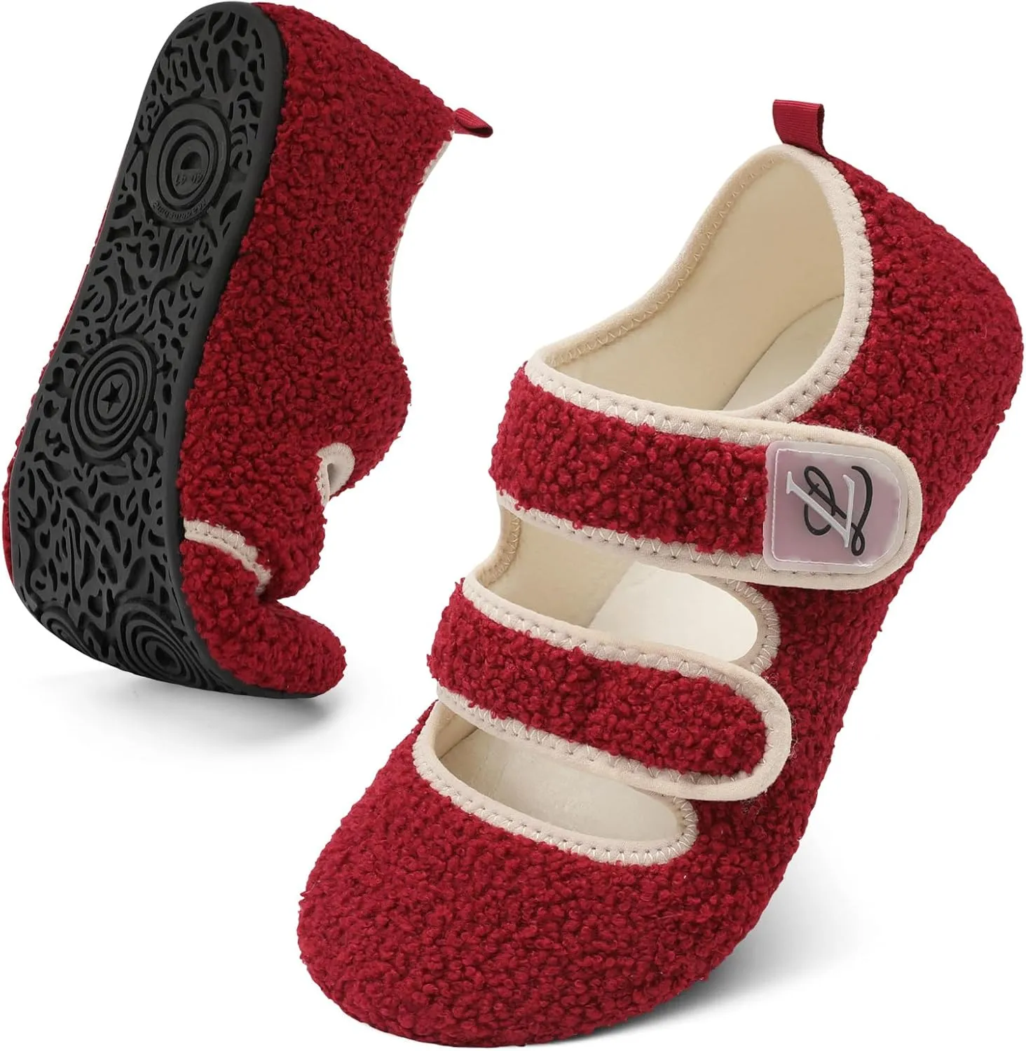 LeIsfIt Womens Slippers Adjustable Diabetic Slippers Wide Soft Arthritis Edema House Shoes Warm Fuzzy Slipper Socks with Rubber Sole