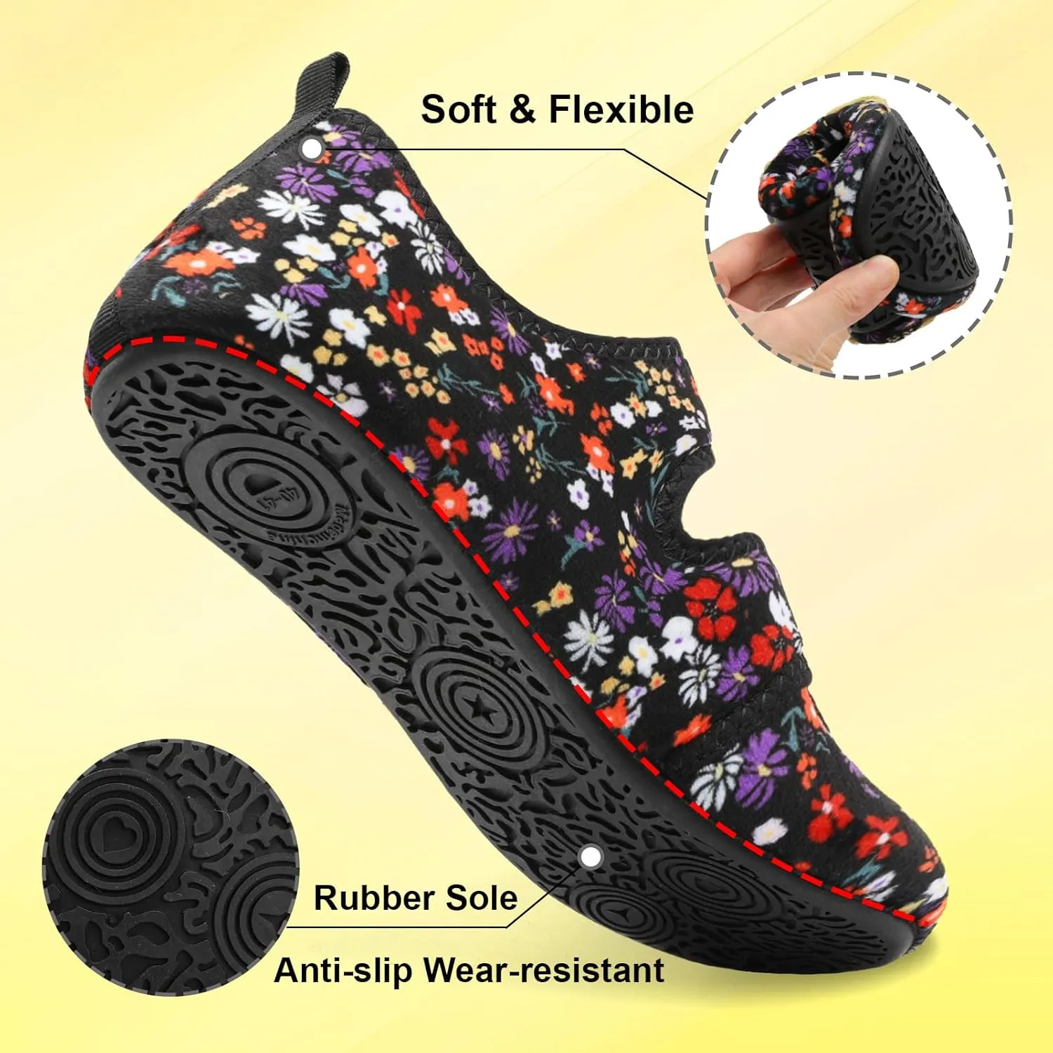 LeIsfIt Womens Slippers Adjustable Diabetic Slippers Wide Soft Arthritis Edema House Shoes Warm Fuzzy Slipper Socks with Rubber Sole