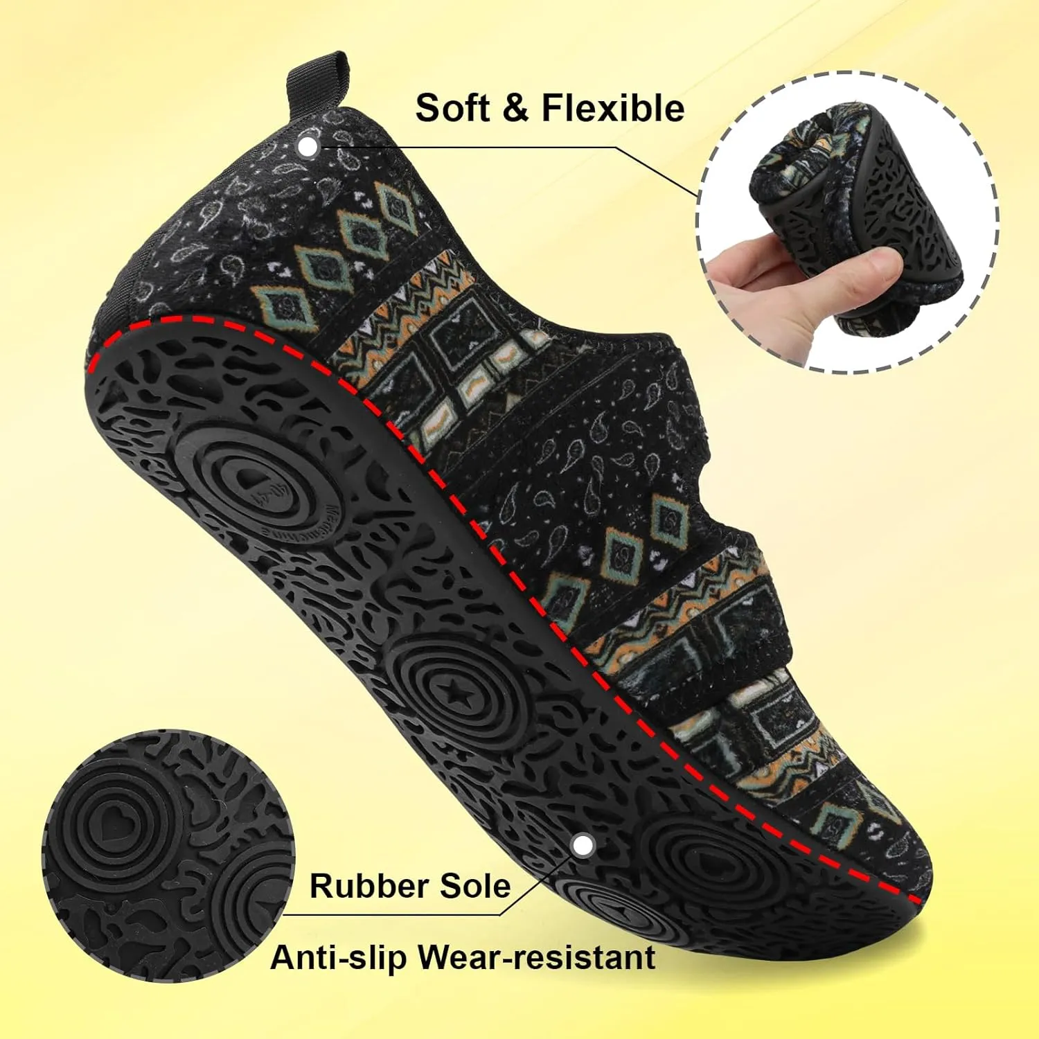 LeIsfIt Womens Slippers Adjustable Diabetic Slippers Wide Soft Arthritis Edema House Shoes Warm Fuzzy Slipper Socks with Rubber Sole