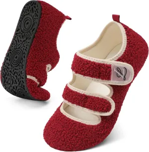 LeIsfIt Womens Slippers Adjustable Diabetic Slippers Wide Soft Arthritis Edema House Shoes Warm Fuzzy Slipper Socks with Rubber Sole