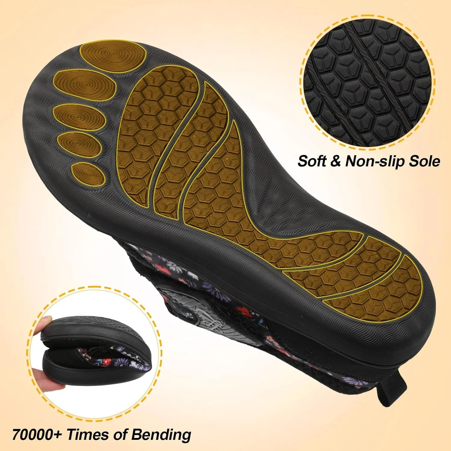 LeIsfIt Womens Slippers Wide Diabetic Shoes Adjustable Arthritis Edema House Shoes Indoor Outdoor Slippers