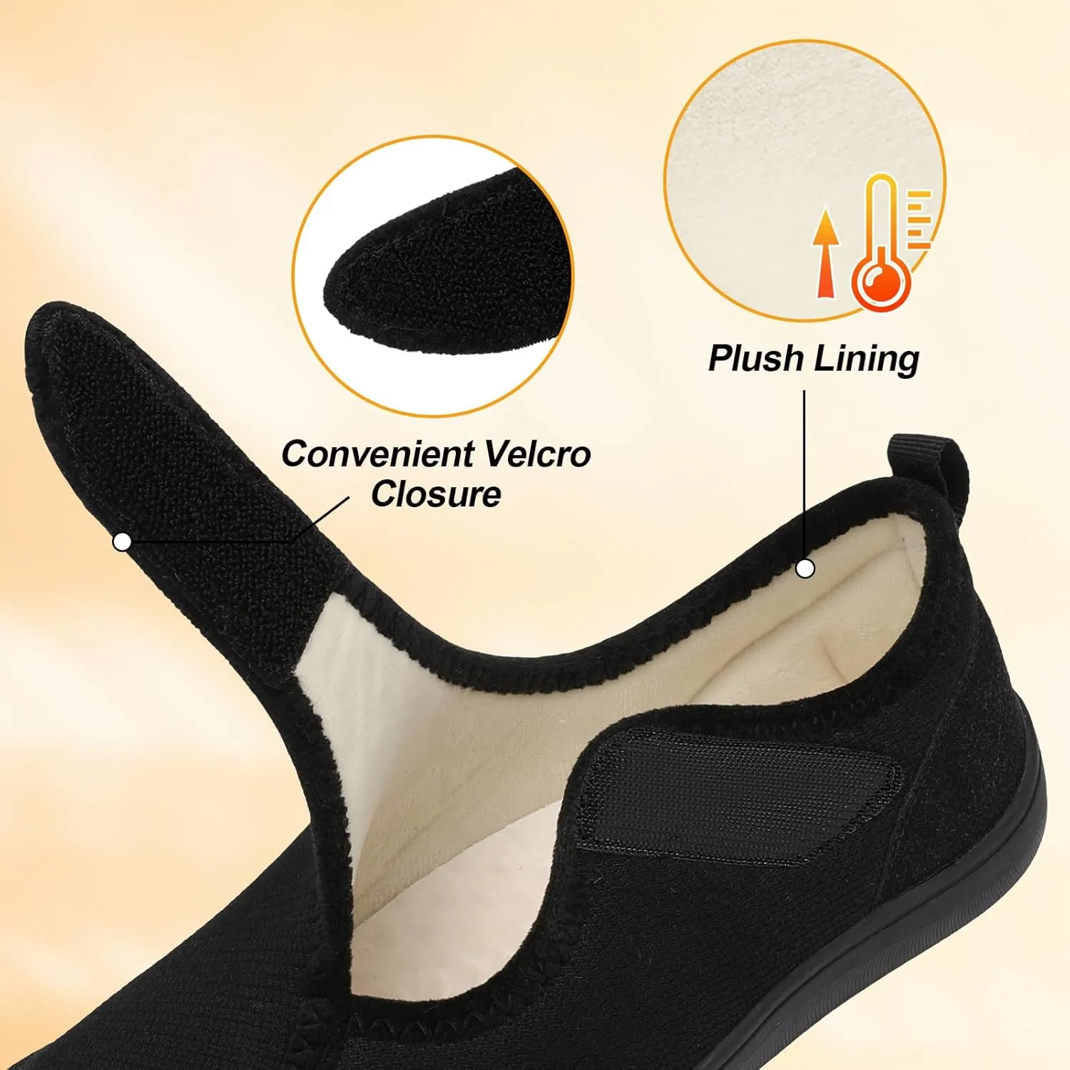 LeIsfIt Womens Slippers Wide Diabetic Shoes Adjustable Arthritis Edema House Shoes Indoor Outdoor Slippers