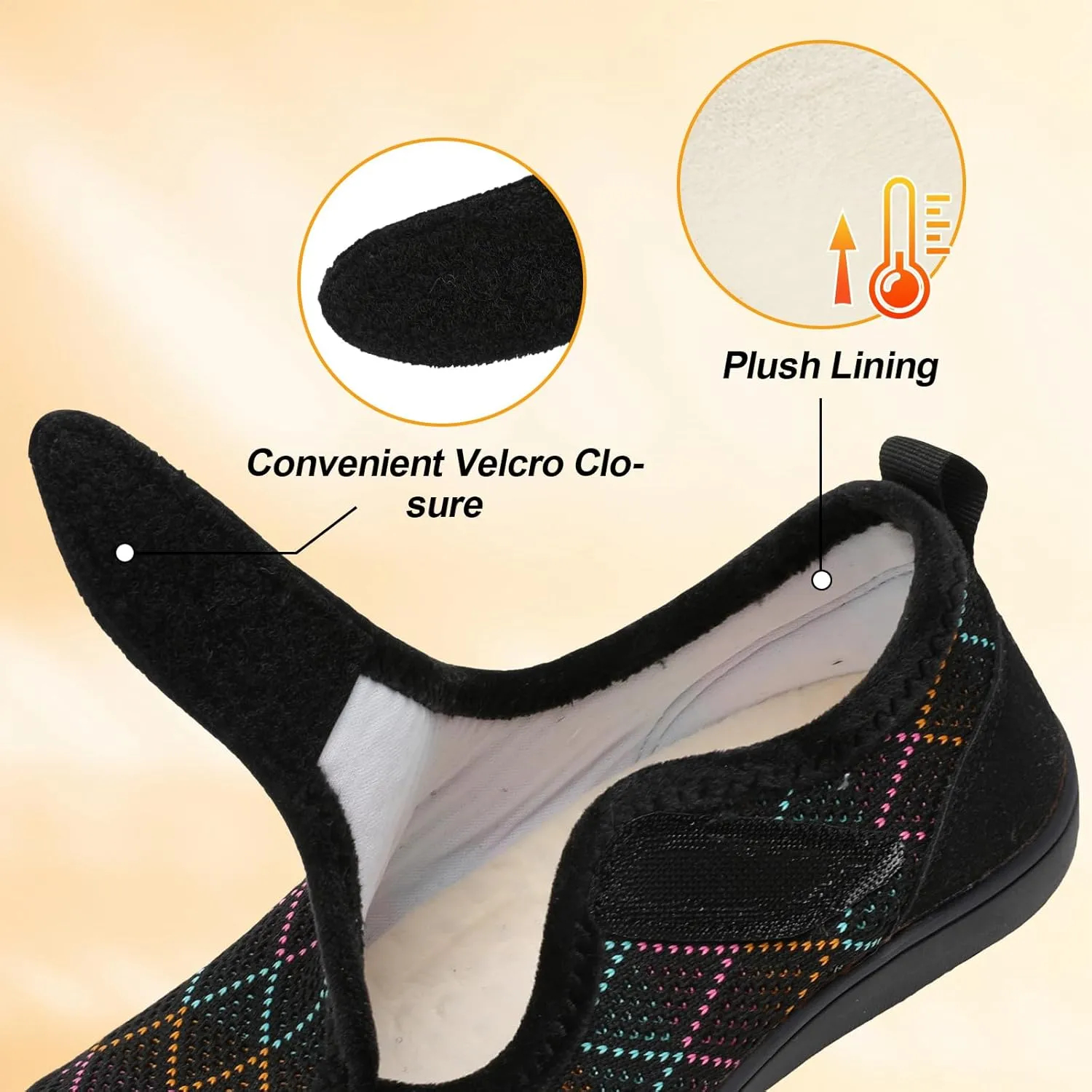 LeIsfIt Womens Slippers Wide Diabetic Shoes Adjustable Arthritis Edema House Shoes Indoor Outdoor Slippers