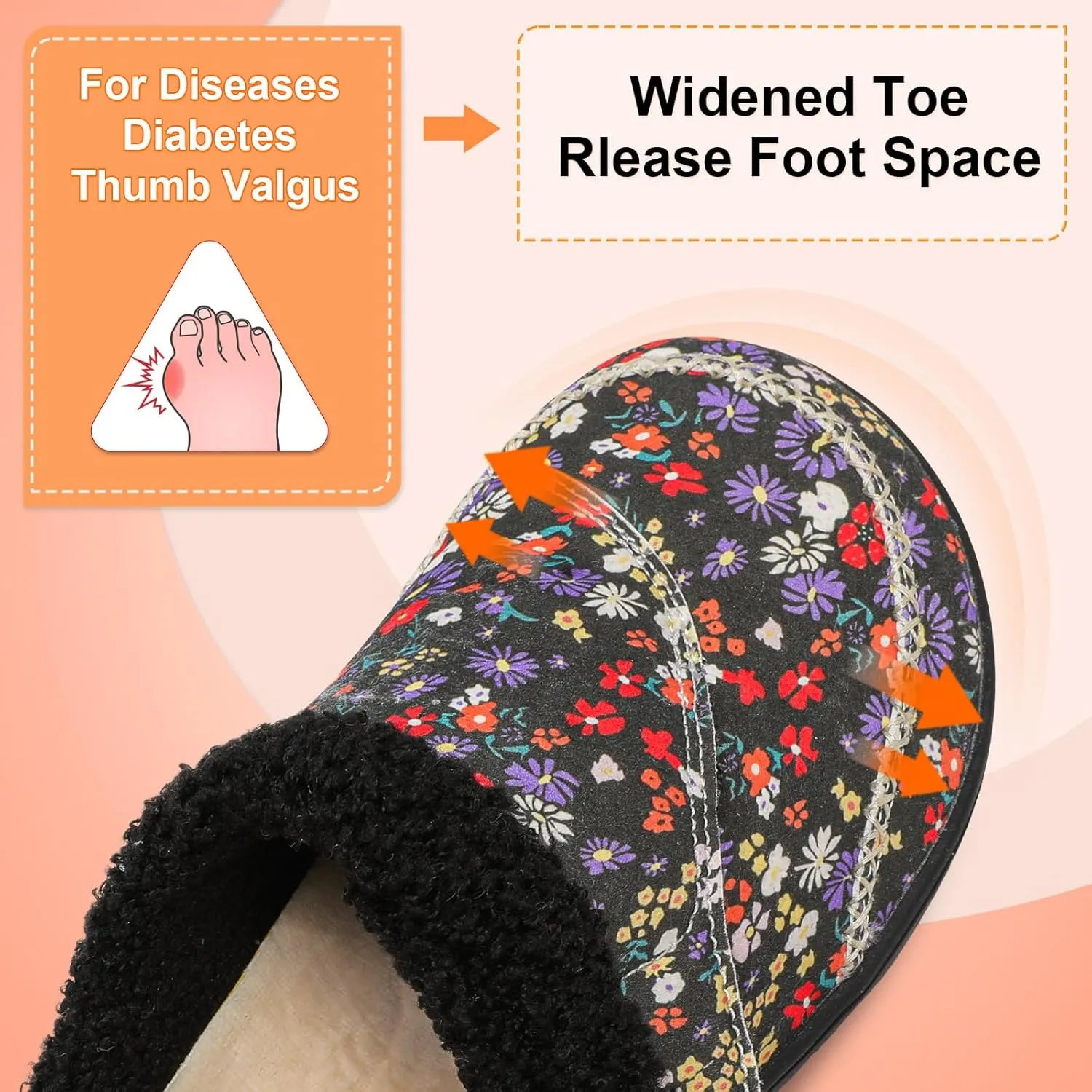 LeIsfIt Womens Wide Slippers Adjustable Diabetic Slippers Memory Foam Swollen Arthritis Edema House Shoes Indoor Outdoor