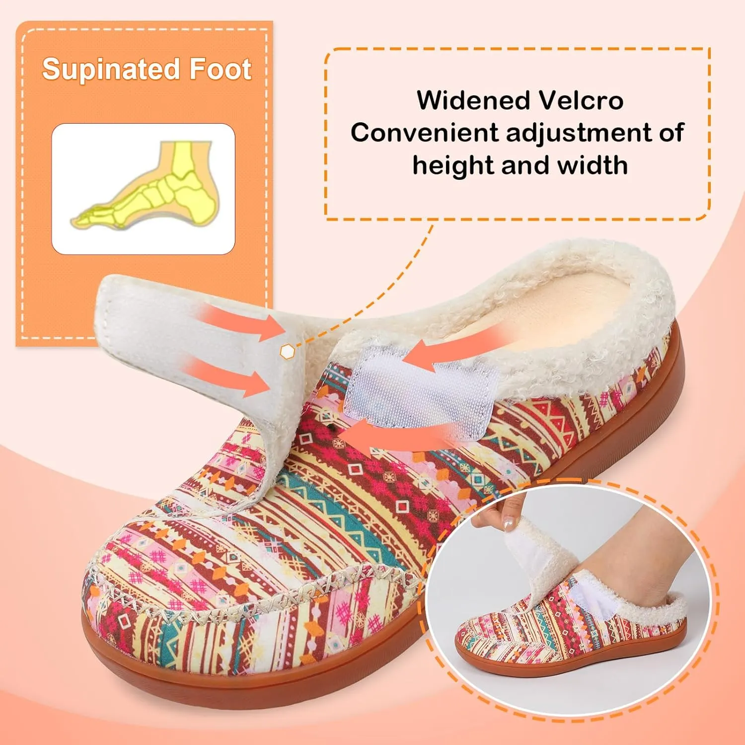 LeIsfIt Womens Wide Slippers Adjustable Diabetic Slippers Memory Foam Swollen Arthritis Edema House Shoes Indoor Outdoor