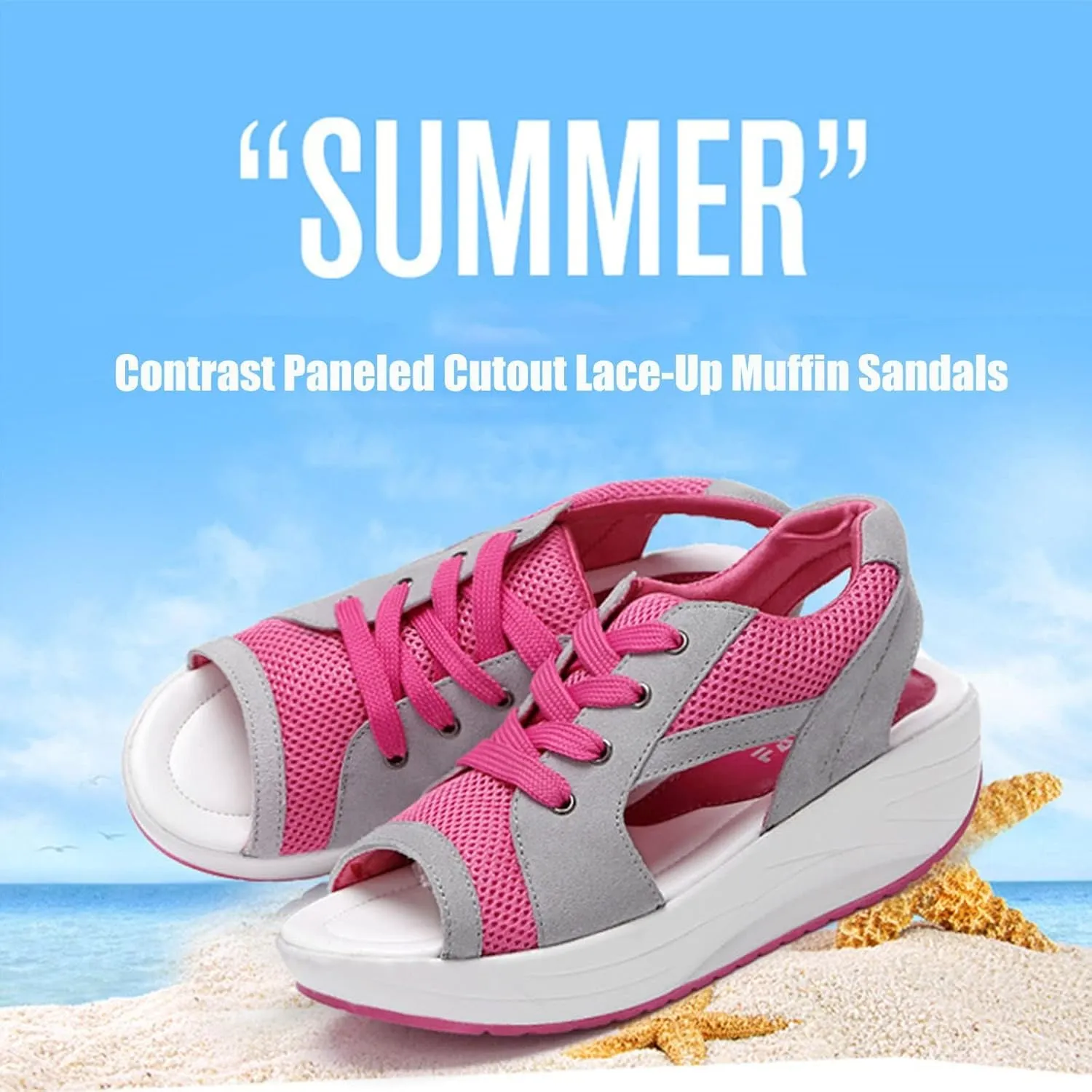 LELEBEAR Flair Gifts Sandals, Lace Up Muffin Sandals for Women, Womens Muffin Shoes Sneaker Sandals