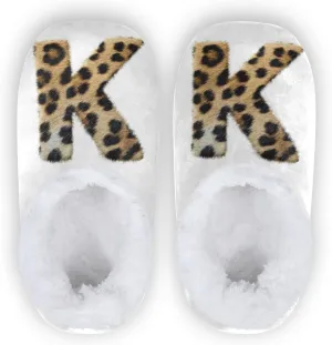 Leopard Letter K Home Slippers Spa Travel House Slipper Soft Memory Foam Slipper Non Slip for Women Men Hotel Bedroom Shoes Slippers XL