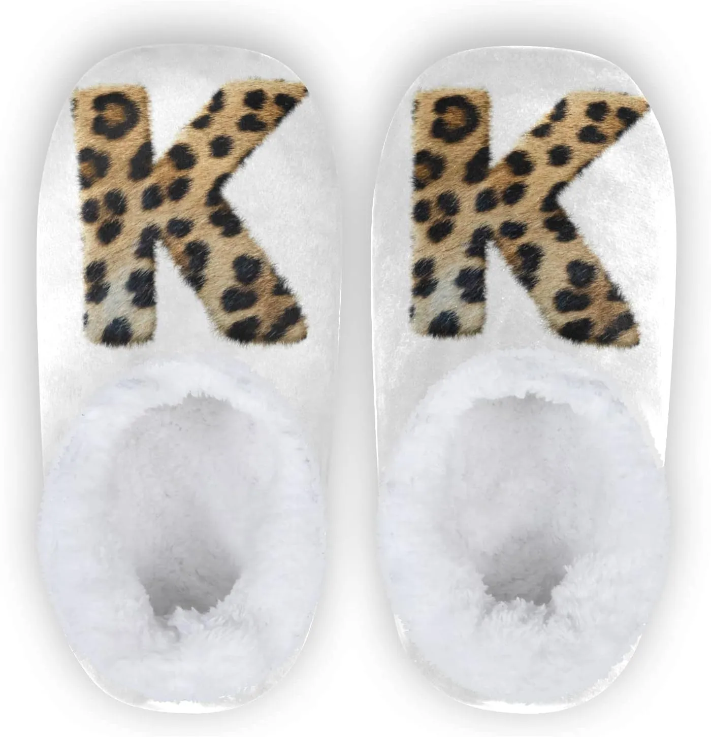 Leopard Letter K Home Slippers Spa Travel House Slipper Soft Memory Foam Slipper Non Slip for Women Men Hotel Bedroom Shoes Slippers XL