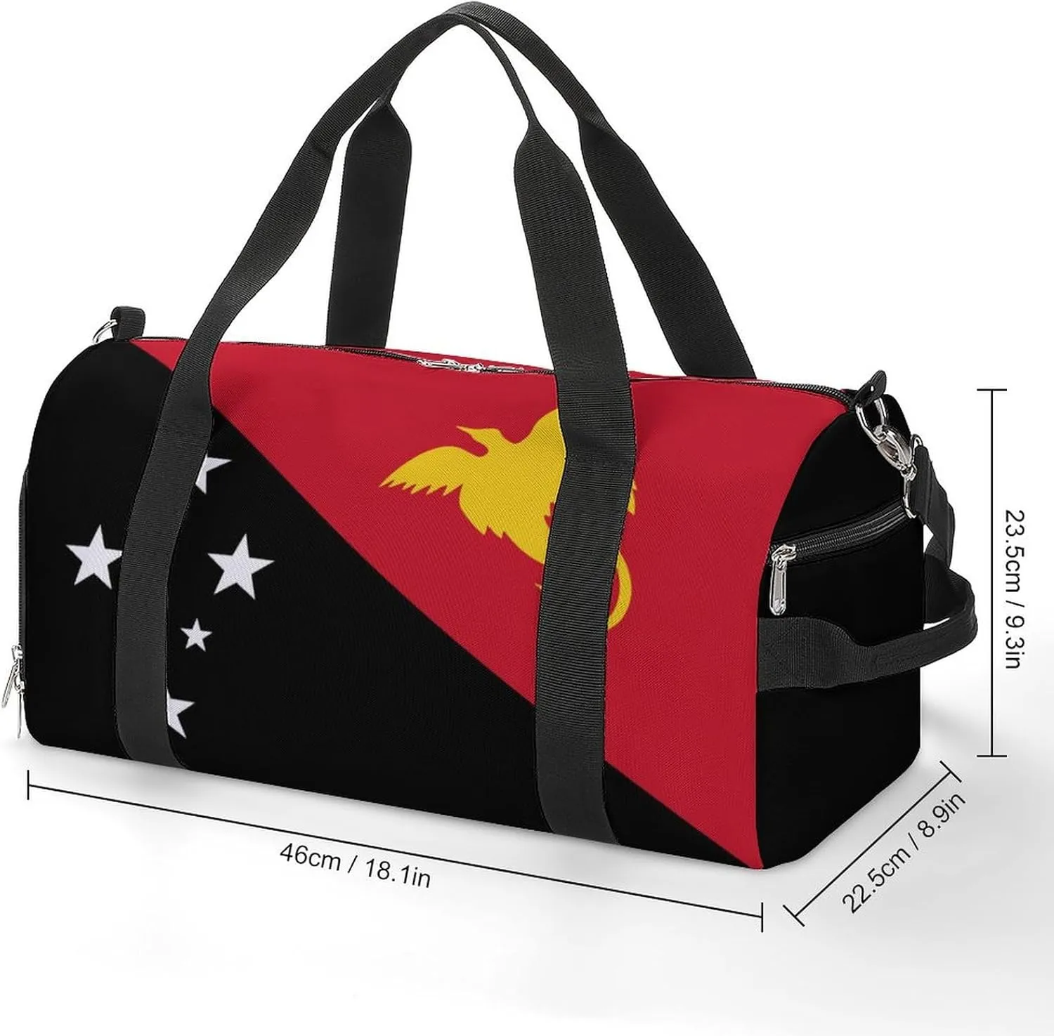 Lightweight Papua New Guinea Flag Duffel Bag for Boys Girls with Shoe Compartment