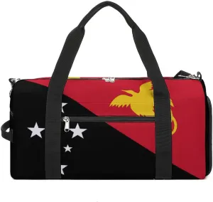 Lightweight Papua New Guinea Flag Duffel Bag for Boys Girls with Shoe Compartment