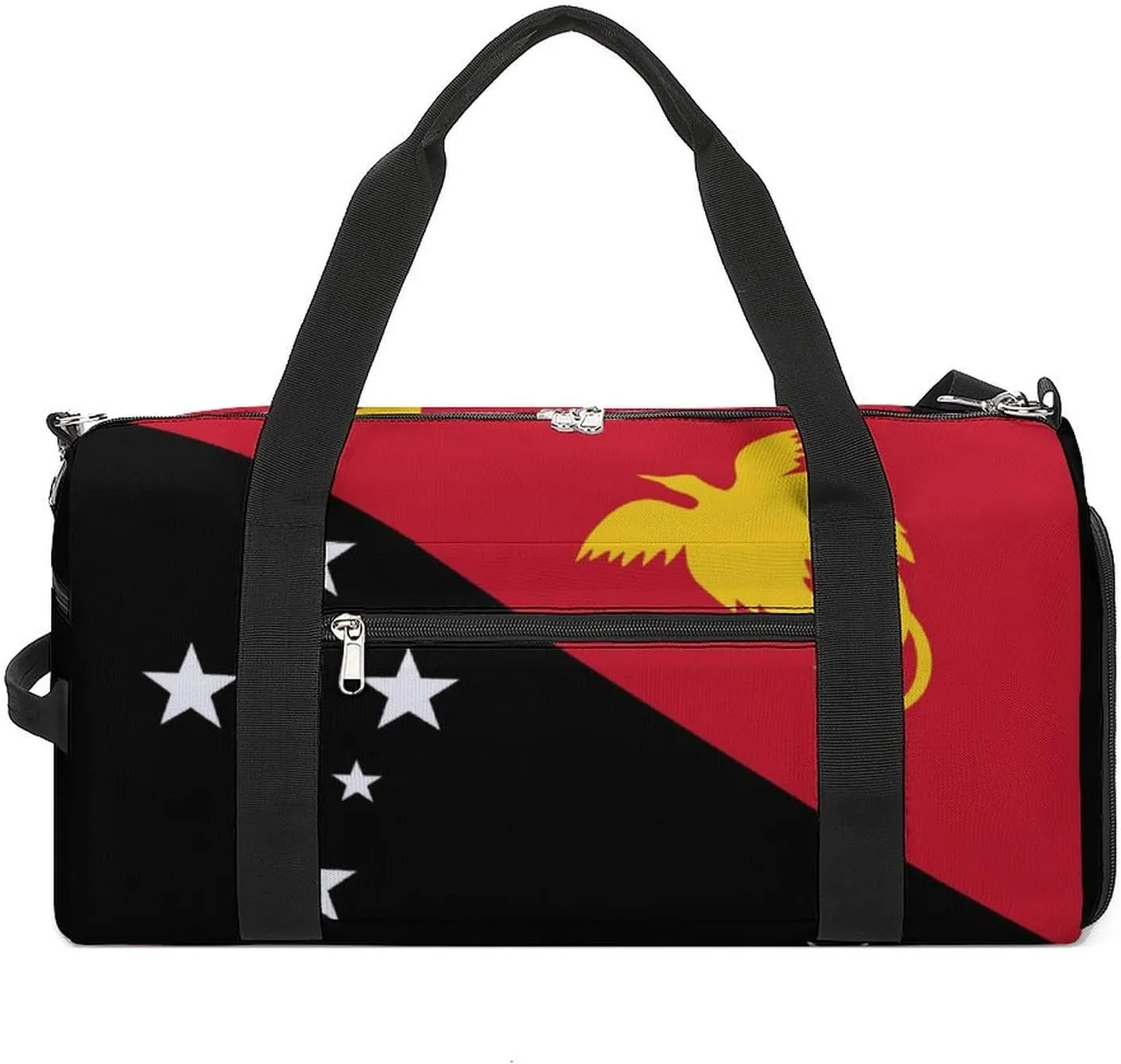 Lightweight Papua New Guinea Flag Duffel Bag for Boys Girls with Shoe Compartment