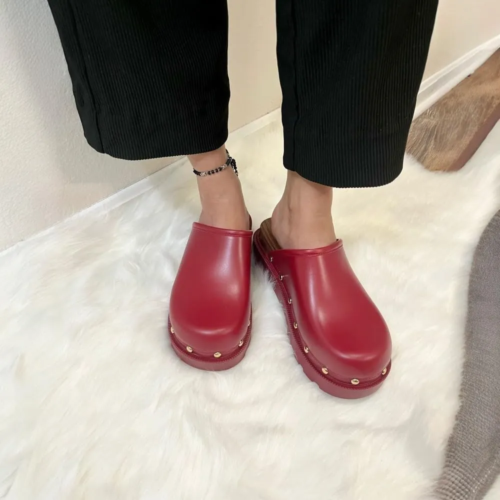 Liliana Women Jelly Closed toe Mule slide platform sandals (Runs Small)