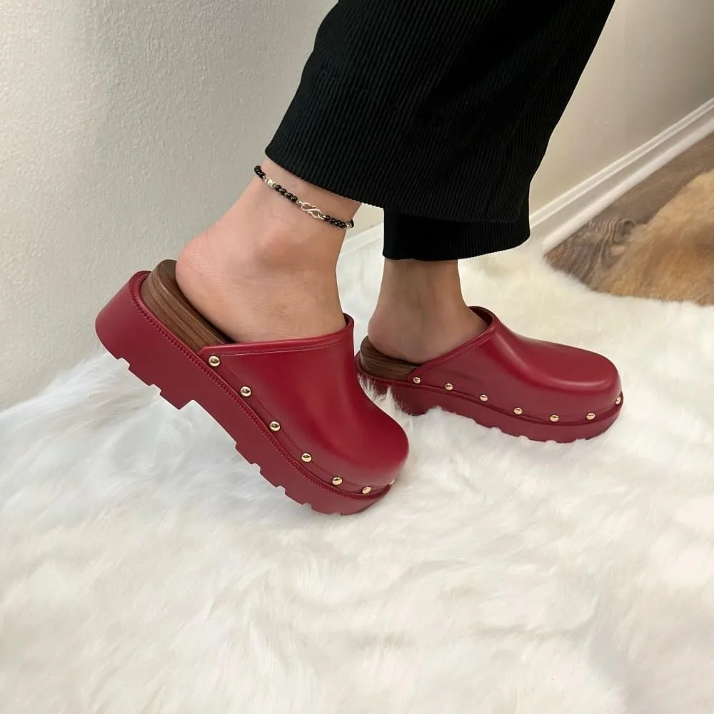 Liliana Women Jelly Closed toe Mule slide platform sandals (Runs Small)