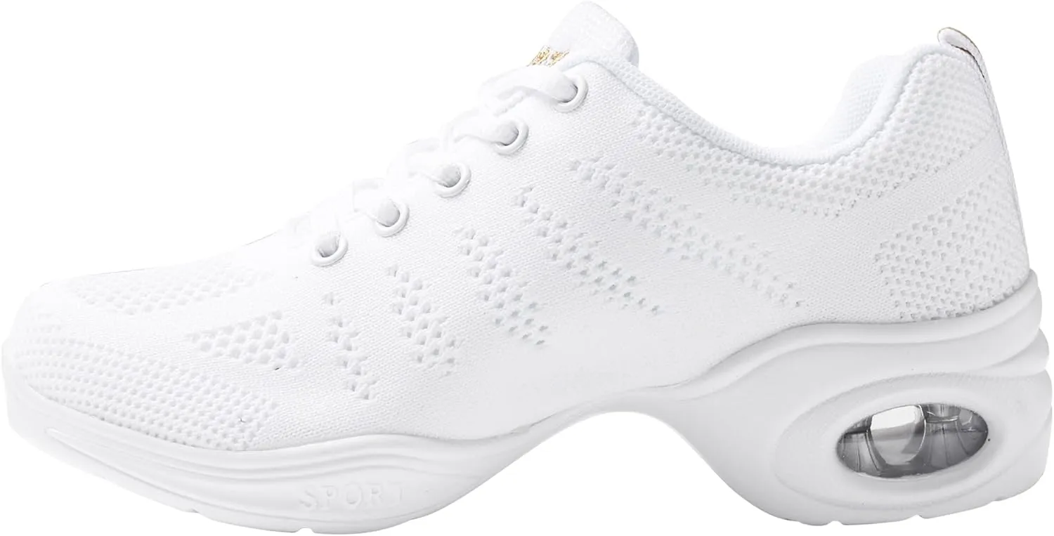 Linodes Women's Breathable Dance Sneaker with Split Sole and Air Cushion Jazz Dance Walking Shoes