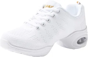 Linodes Women's Breathable Dance Sneaker with Split Sole and Air Cushion Jazz Dance Walking Shoes