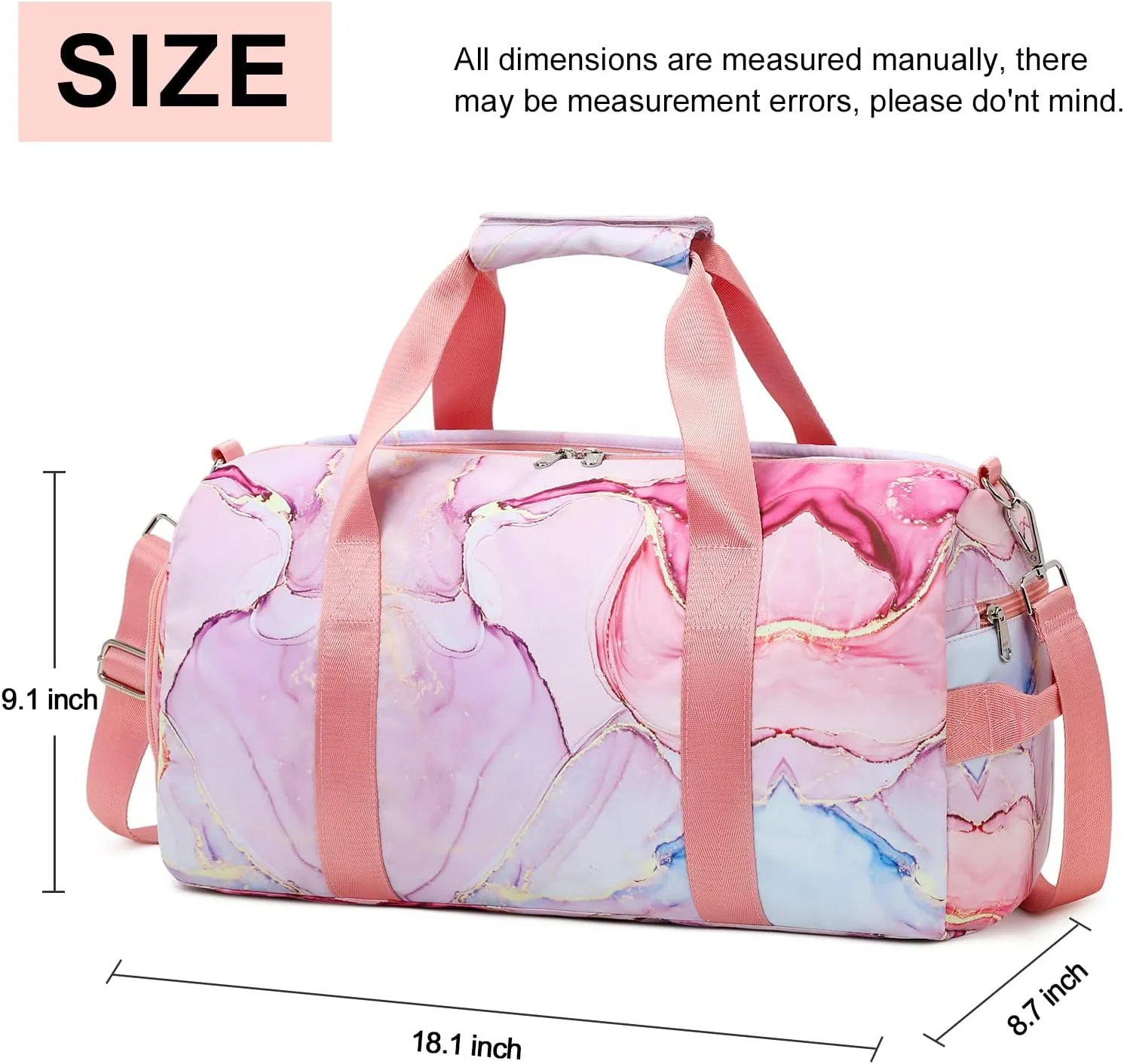 LOIDOU Duffle Bags Girls Women Gym Dance Bag Small Weekender Ovenight Carry On Tote with Shoe Compartment and Wet Pocket