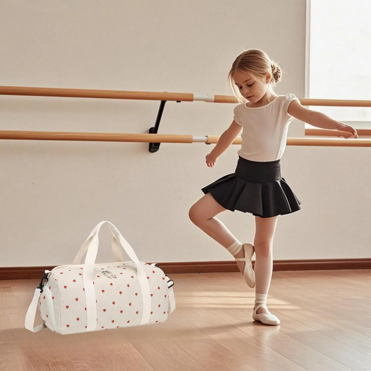 LOIDOU Duffle Bags Girls Women Gym Dance Bag Small Weekender Ovenight Carry On Tote with Shoe Compartment and Wet Pocket