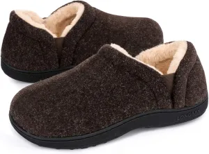LongBay Men's Slippers Warm Bedroom House Shoes Slip-On Memory Foam Winter House Slippers for Indoor Outdoor