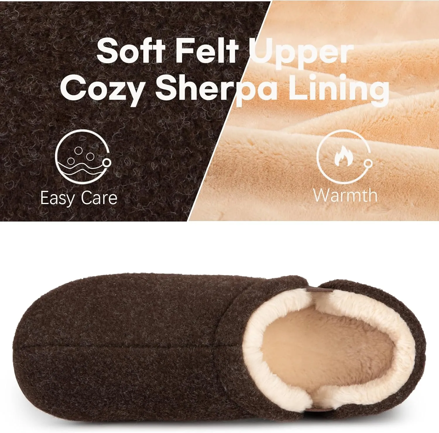 LongBay Men's Slippers Warm Bedroom House Shoes Slip-On Memory Foam Winter House Slippers for Indoor Outdoor