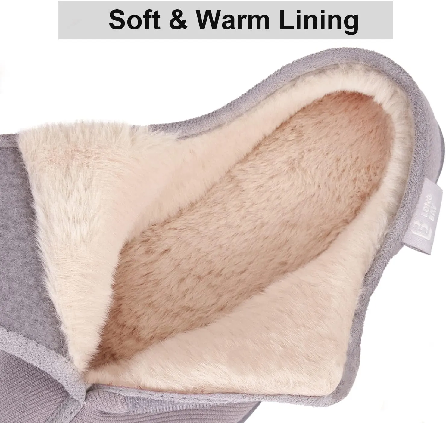 LongBay Women's Adjustable Slippers Non Slip Wide House Shoes Indoor Outdoor Diabetic Swollen Feet