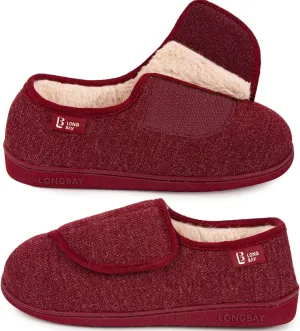 LongBay Women's Adjustable Slippers Non Slip Wide House Shoes Indoor Outdoor Diabetic Swollen Feet