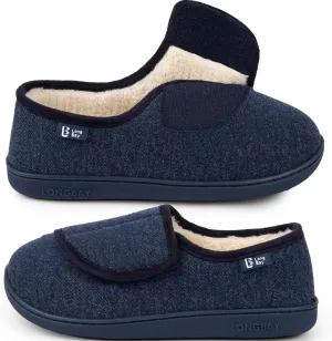 LongBay Women's Adjustable Slippers Non Slip Wide House Shoes Indoor Outdoor Diabetic Swollen Feet