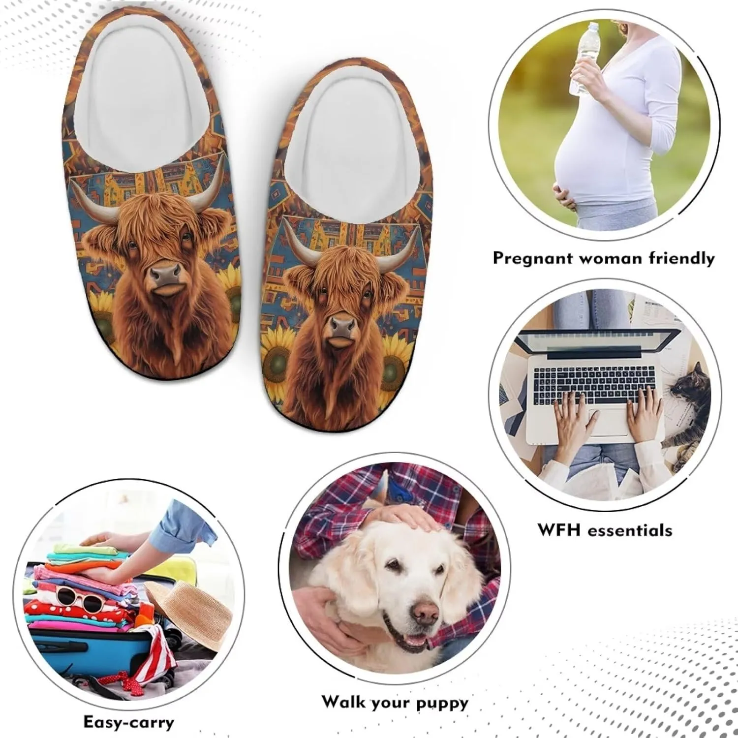 Lotusorchid House Slipper for Women Memory Foam, Non-Slip Scuff Slipper Slip On Clog Slipper Warm Cozy Bedroom Slipper Soft Sleep Slipper with Rubble Sole