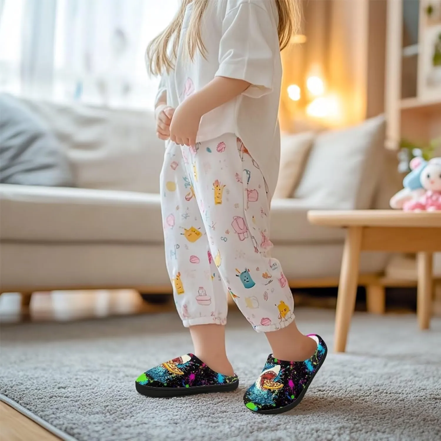 Lotusorchid Kid Bedroom Slipper Memory Foam House Slipper for Girls, Non Slip House Shoes for Boys Warm Cozy Sleep Slipper Home Slipper Indoor Outdoor
